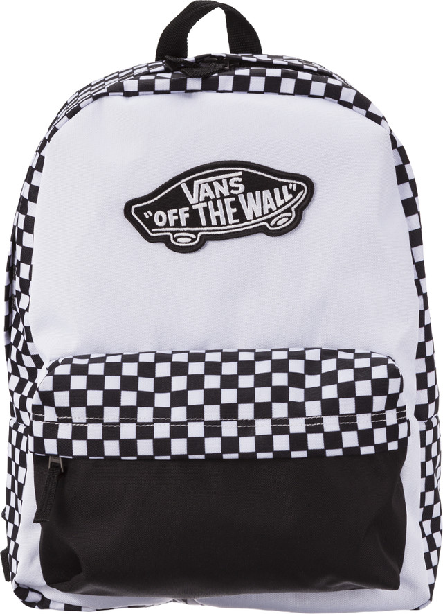 vans realm backpack black white checkerboard