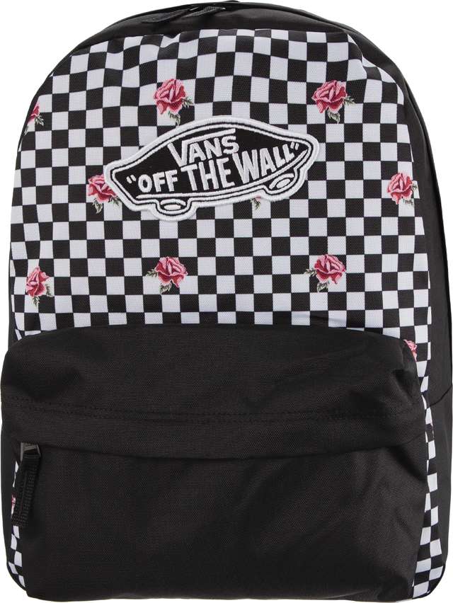 vans checkerboard backpack with roses
